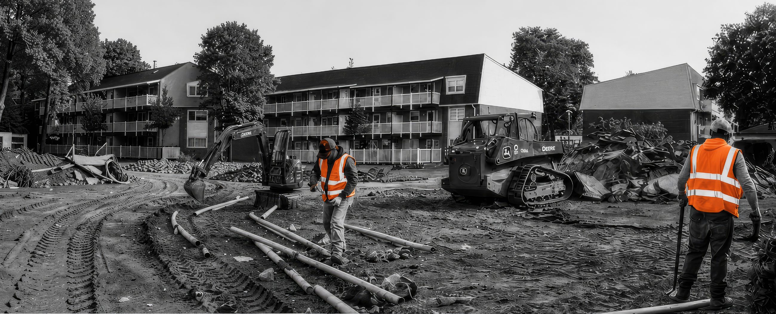 Gorilla crews rebuilding a multifamily property